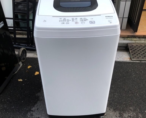 日立 全自動洗濯機 NW-50F 2021年製 正面外観 洗濯機回収前の状態
