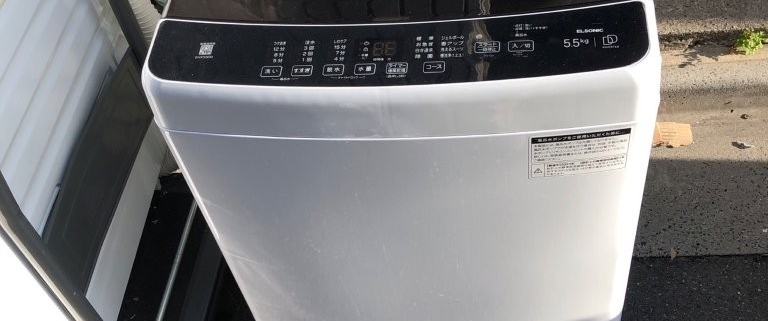 東京都台東区谷中で回収したノジマ製全自動洗濯機 EHX55DD 回収前の外観